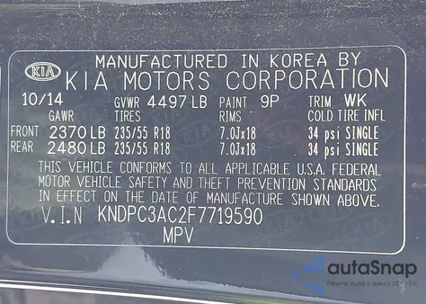 2015 Kia Sportage Ex из США, поврежденный, VIN KNDPC3AC2F7719590